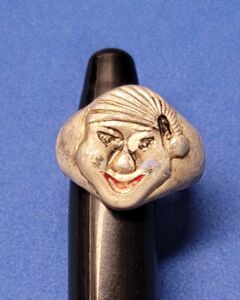 Vintage Cracker Jack Joker Clown Adjustable Ring Hong Kong