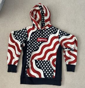 Supreme Box Logo Pullover Hoodie “USA / American Flag” FW14 Size Medium