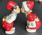 Vintage Dutch Girl and Boy Kissing Salt And Pepper,Hand Painted,Original