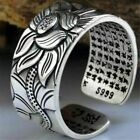Stainless Steel Rings Antique Silver Plated Lotus Open Ring Women Jewelry Rings