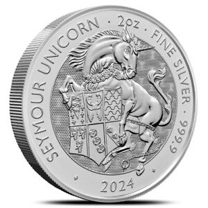 2024 2 oz British Silver Tudor Beasts Seymour Unicorn Coin (BU)
