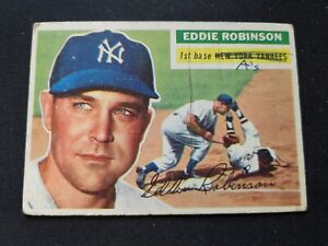 1956 Topps Baseball Card # 302 Eddie Robinson - New York Yankees (P)