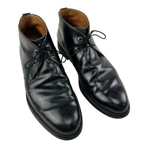 Salvatore Ferragamo Black Leather 12267 Chukka Boots Mens Size 12D