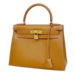 HERMES Kelly 28 Courchevel Hand Bag Gold Square A