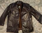 Vintage 70s Men Aberdeen Leather Jacket Size 42 L Coat Zip Out Fur Lined Brown