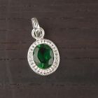Natural Green Emerald Gemstone Jewelry 925 Sterling Silver Pendant For Girls