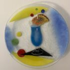 William McGrath Fusion ART Glass Cocktails Blue Hurricane Plate 56286