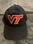Vintage Virginia Tech Hat KC Black Huge Logo Hokies Mens Used Strap back