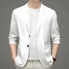 Men Summer Lightweight Blazer Suit Jacket Ice Silk Anti-Wrinkle Breathable Top ‖