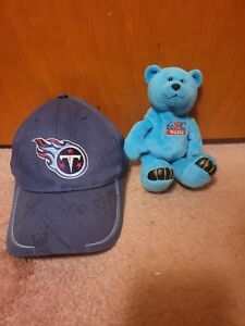 NFL Football Houston Oilers Eddie George Beanie Bear Tennessee Titans Signed Hat
