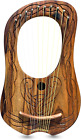 10 Metal Strings Lyre Harp Engraved Celtic Design Natrual Finish Tuning Key, Car