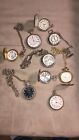 Lot of 9 Antique To Modern Pocket Watches for Parts-Repair Untested