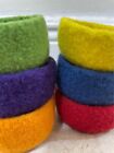 Felted wool handcrafted sorting rainbow bowls color sort activity primary 6 pc