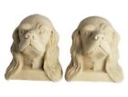VTG Bookends Cocker Spaniel Dog Figurines Head Bust Statues Beige Ceramic K9 Dog