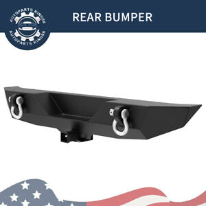Powder Coated Rear Bumper for 07-18 Jeep Wrangler JK w/ Hitch Receiver & D-Rings (For: Jeep)