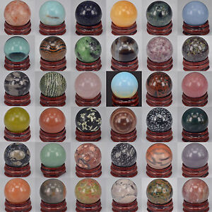 30MM Wholesale Lots Mix Natural Gemstone Sphere Crystal Ball Reiki Healing Globe
