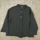 Eileen Fisher Sweater Boiled Wool Cardigan Charcoal Gray Womens Large USA Made