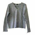 Eileen Fisher Merino Wool Cashmere Sweater Button Up Sz L Cardigan V Neck Gray