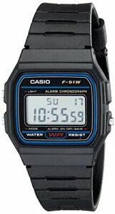 Casio F91W-1 Men's Classic Black Resin Band Alarm Chronograph LCD Digital Watch