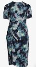 NWOT Open Edit Womens Ruched Detail Midi Dress Large Psychedelic Cool Tones