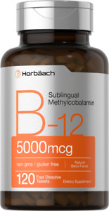 B12 Sublingual Methylcobalamin | 5000mcg | 120 Dissolvable Tablets | by Horbaach