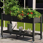 New Listing47x18x31in Raised Garden Bed Elevated Planter Box Stand w/ Wheel & Storage Shelf