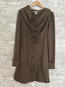 Prairie Underground Size M Olive Green Button Long Cloak Sweatshirt Jacket Coat