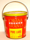 Vintage Decker Iowana Brand Pure Lard 4 LB Tin Can/Metal Bucket Mason City, Iowa