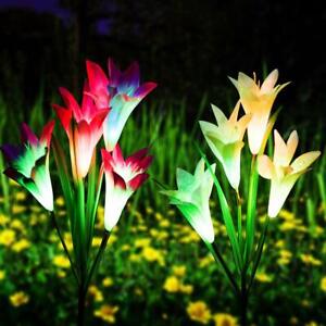 Solar Powered Lily/Cherry/Dandelion Flowers Lights Yard Garden Outdoor Lamp Deco