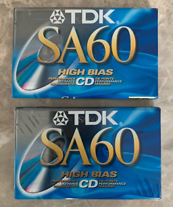 Lot of 2 TDK SA60 High Bias Type II Blank Audio Cassette Tapes