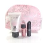 MAC Makeup Gift Set with Russian Red lipstick, Rose Pigment, Strobe Cream & Bag