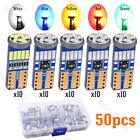 50X T10 LED Canbus 15SMD W5W Car Side Light Dome Map License Plate Bulb 5-color