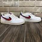 Nike Air Force 1 Low Chenille Swoosh A03620-101 Size Youth 6 Women 7.5 White/Red