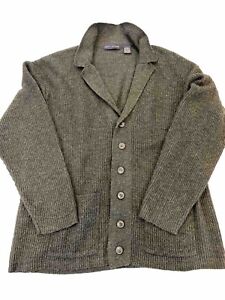 Northern Isles Sweater Mens Large Grey Cardigan Wool Cashmere Grandpa Classic