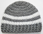 Beanie 3-6 Months Baby Boy 1 Each Handmade Crochet Heather Gray w/White Striped