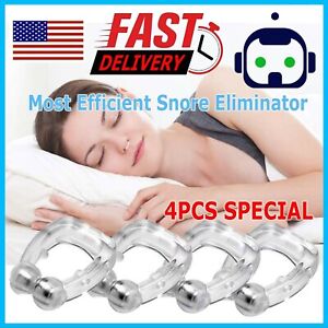 4x Silicone Magnetic Anti Snore Stop Snoring Nose Clip Sleeping Aid Apnea Guard