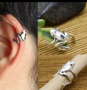 Womens Fashion Jewelry Earrings Pair Silver Color Frog Cuff Ear Clips Wrap 78-3