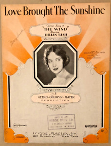 New Listing1929 SILENT FILM STAR sheet music LILLIAN GISH Love Brought TheSunshine THE WIND
