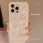 For iPhone 15 14 13 12 11 Seashell Texture Dimensional Pearl Heart Phone Case