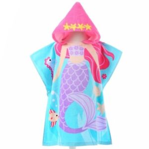 Beach Poncho for Kids, Mermaid Hooded Towels for Swim, Beach & Pool