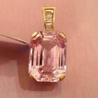 4 ct Pink Sapphire and Baguette Diamond Pendant Necklace in 18k Yellow Gold Over