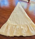 Vintage Round Eyelet Lace Tablecloth With Ruffle Soft Yellow Tiny flower Design