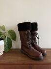 Sorel Tall Lace Up Boots Women Size 7/EUR38 Genuine Brown Leathr Winter Lace Up/