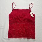 NWT Qianhua Lingerie Tank Top Womens XXS 2XS Red Lace Lightweight Padded Ladies