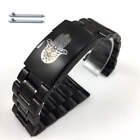 Black Steel Metal Bracelet Watch Band Strap Hamsa Hand Symbol  #5016-104