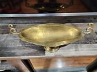 Vintage Hammered Brass Pedestal Oval Bowl