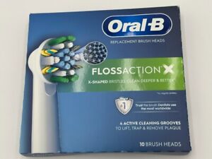 New- Sealed-Genuine Oral-B FlossAction X - Replacement Brush Heads-  10 Count