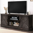 Farmhouse TV Stand for Up to 65 inch Media Console Table with Sliding Barn Door