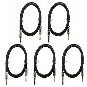 5 PACK 3ft premium guitar effects pedal instrument shielded 1/4 patch cable cord