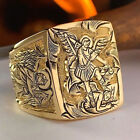 Men Yellow Gold Plated Rings Hip Hop Party Fashion Punk Ring Jewelry Gift Sz6-13